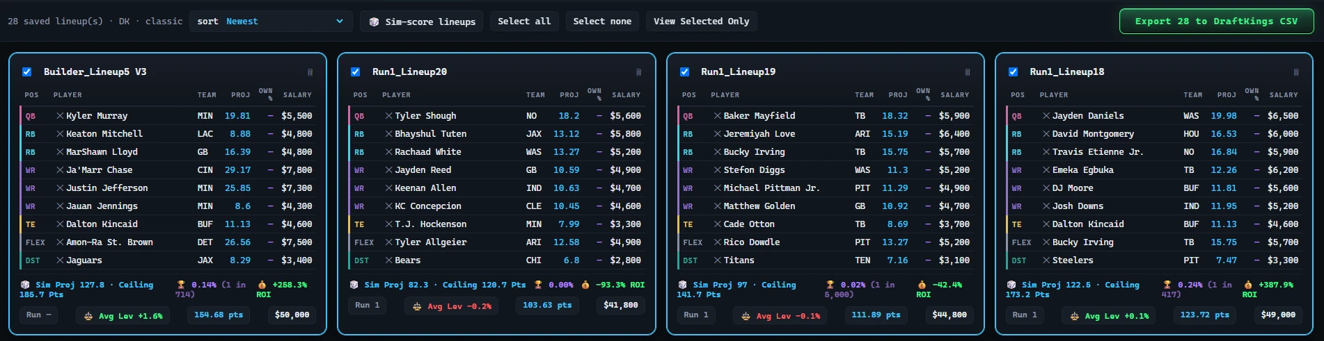 Lineups